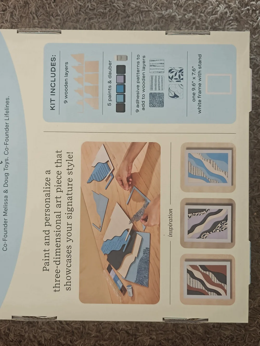 Lifelines Melissa & Doug Layered Wooden Wall Art Kit - Blue, Cream, Gray, Black